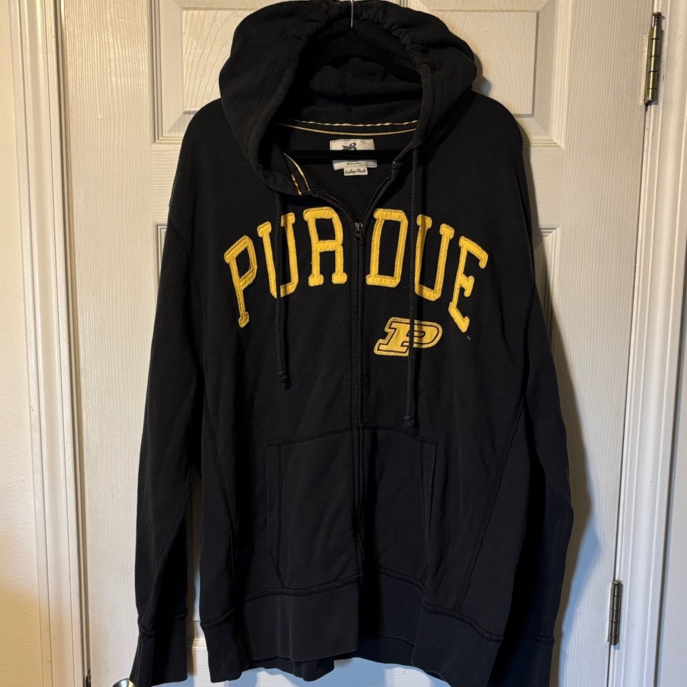 XL- Banner ‘47 Purdue Boilermakers Black Hoodie Zip-up Sweatshirt